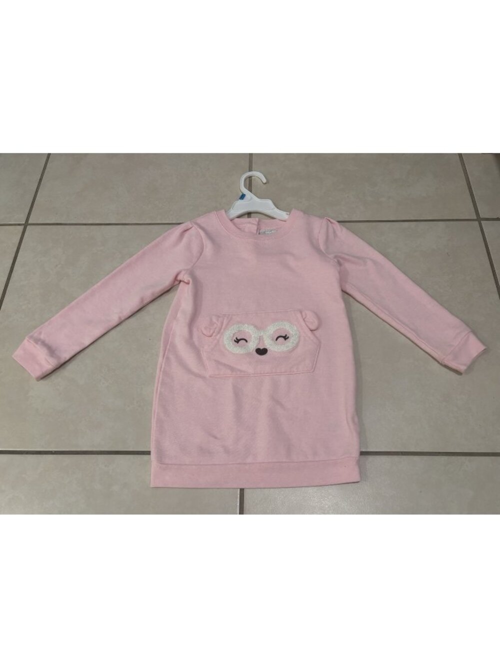Koala Kids Sweater Dress Pink Pocket Bear Glasses  Size 4T
